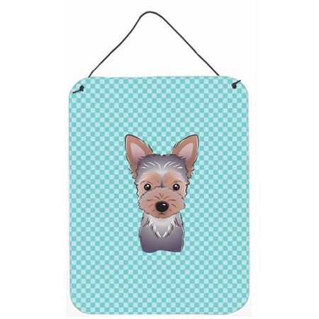 Carolines Treasures Checkerboard Blue Yorkie Puppy Wall and Door Hanging Prints BB1170DS1216